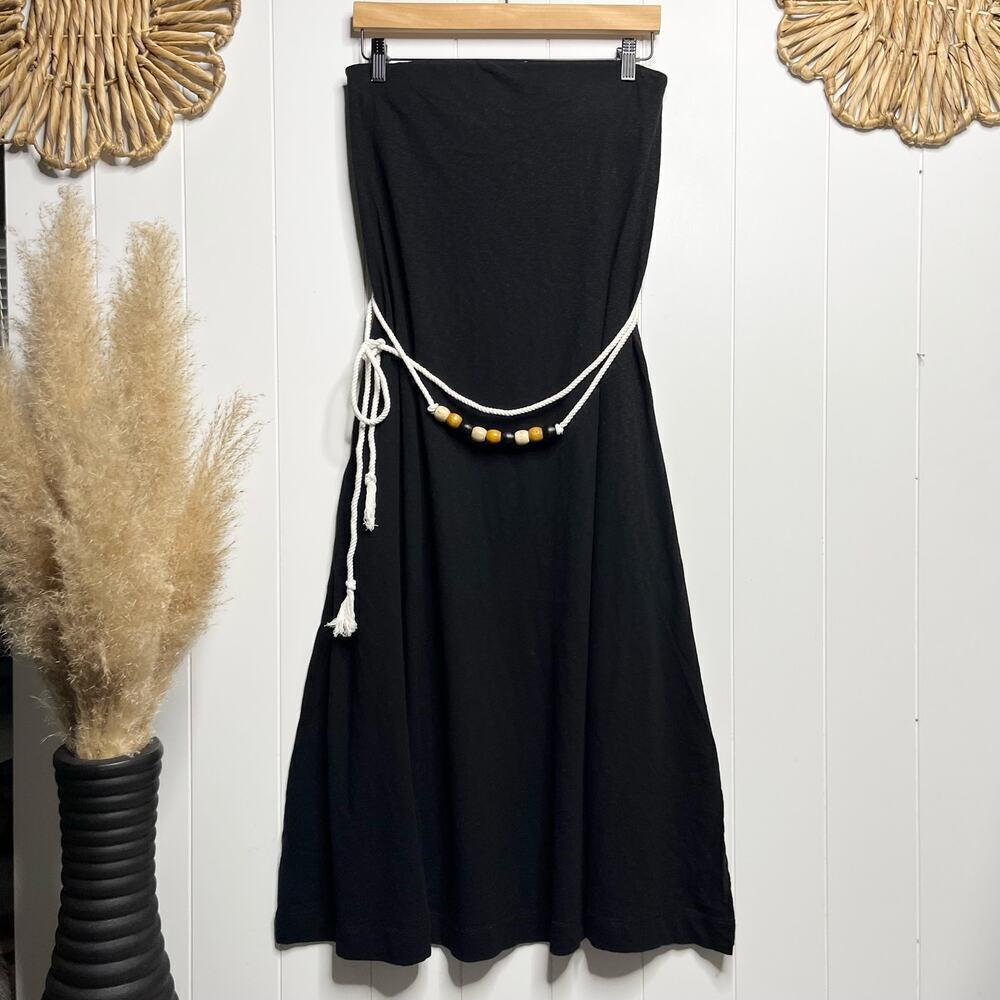 Free People dress maxi cotton belted strapless Medium - Picture 4 of 7